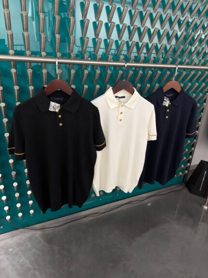 Louis Vuitton Chain Detail Knit Polo T-Shirts