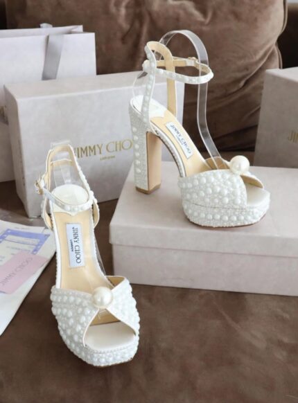Jimmy Choo Sacaria Pearl-Embellished Platform Sandals