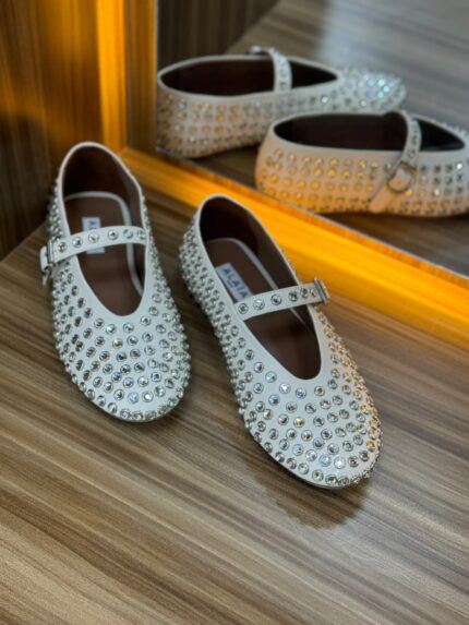 Alaia Crystal-Embellished Mary Jane Ballet Flats