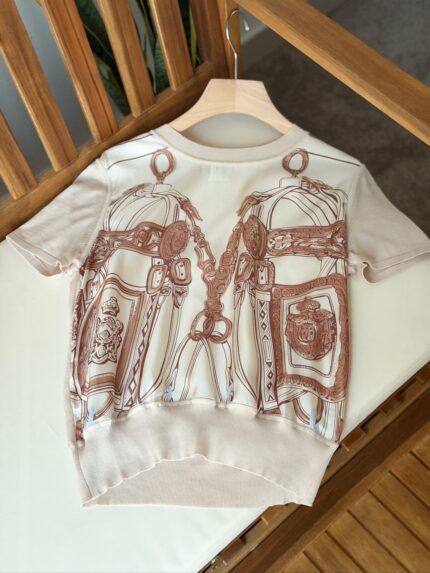 Hermes Brides Gala Short-Sleeve Silk Top