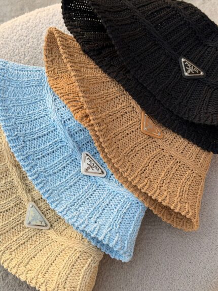 Prada Raffia Crochet Bucket Hats