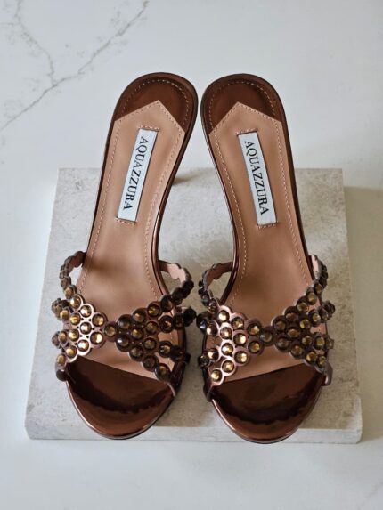 Aquazzura Tequila Crystal-Embellished Mules