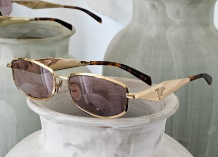 Prada Metal Half-Rim Sunglasses