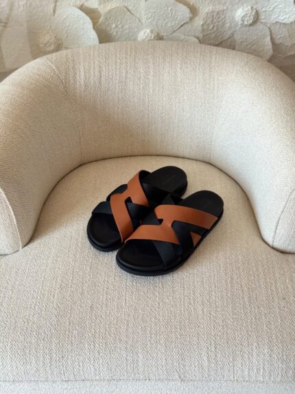 Hermes Chypre H-Cut Cross Slide Sandals