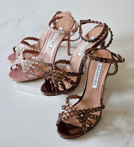 Aquazzura Tequila Ankle Strap Crystal Sandals
