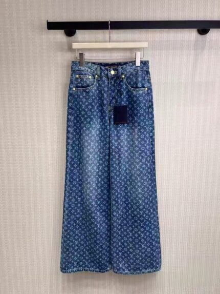 Louis Vuitton Monogram Denim Wide-Leg Jeans