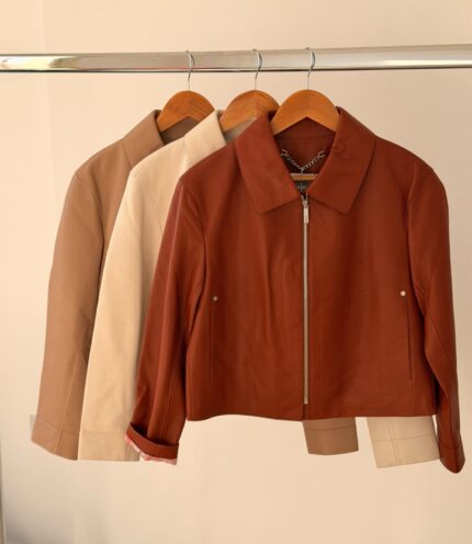 Hermes Collared Zip-Front Leather Jackets