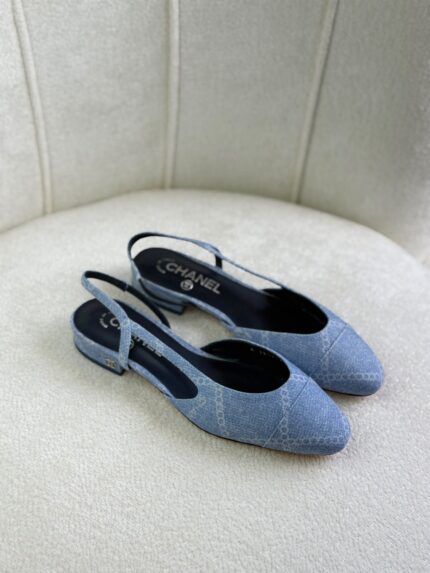 Chanel Denim Slingback Pumps