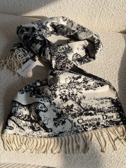 Christian Dior Toile de Jouy Sauvage Fringed Scarfs