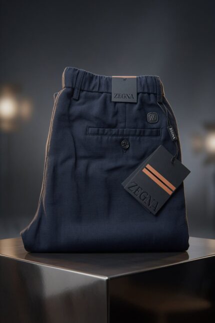 Zegna Elastic Waist Drawstring Linen Blend Trousers