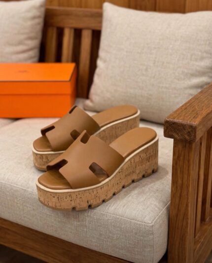 Hermes Oran Platform Wedge Sandals