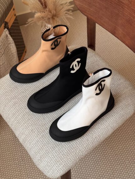 Chanel CC Waterproof Fabric Ankle Boots