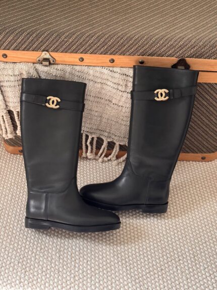 Chanel CC Turnlock Calfskin Knee-High Boots