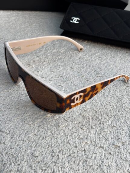 Chanel CC Tortoise Mask Shield Sunglasses