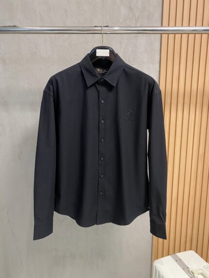 Loro Piana Embroidered Crest Cotton Poplin Shirts