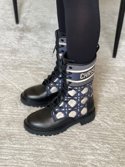 Christian Dior  D-Major Cannage Lace-Up Combat Boots