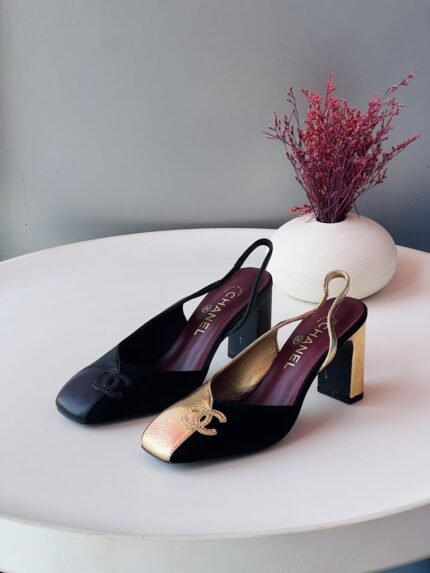 Chanel CC Cap-Toe Slingback Pumps