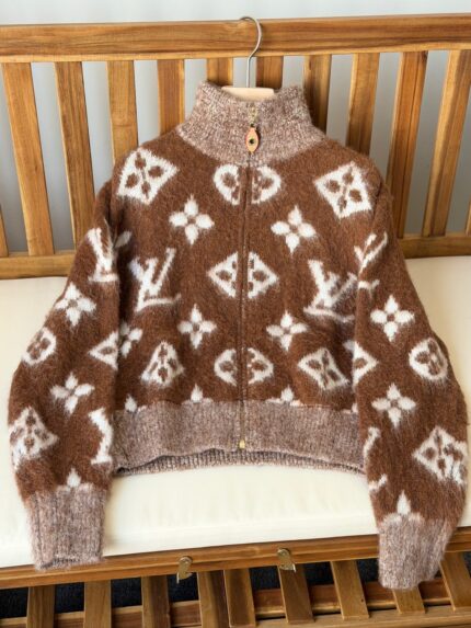 Louis Vuitton Monogram Mohair Zip-Up Cardigan