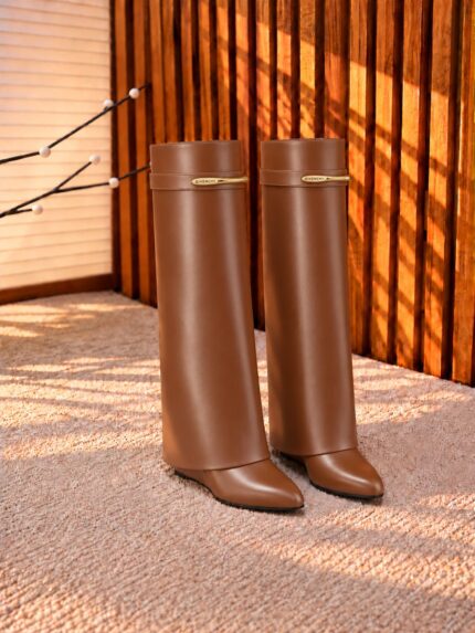 Givenchy Eclipse Fold-Over Knee-High Wedge Boots