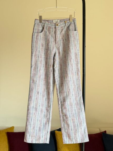 Chanel Tweed Straight-Leg Pants