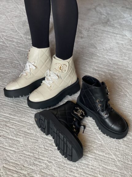 Chanel Quilted Leather Combat Boots