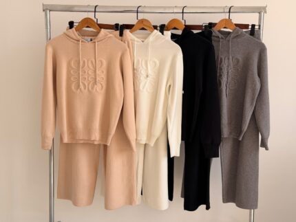 Loewe Anagram Embossed Knit Hooded Tracksuit Sets