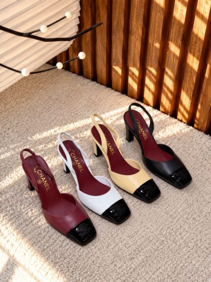 Chanel Two-Tone Cap-Toe Slingback Pumps